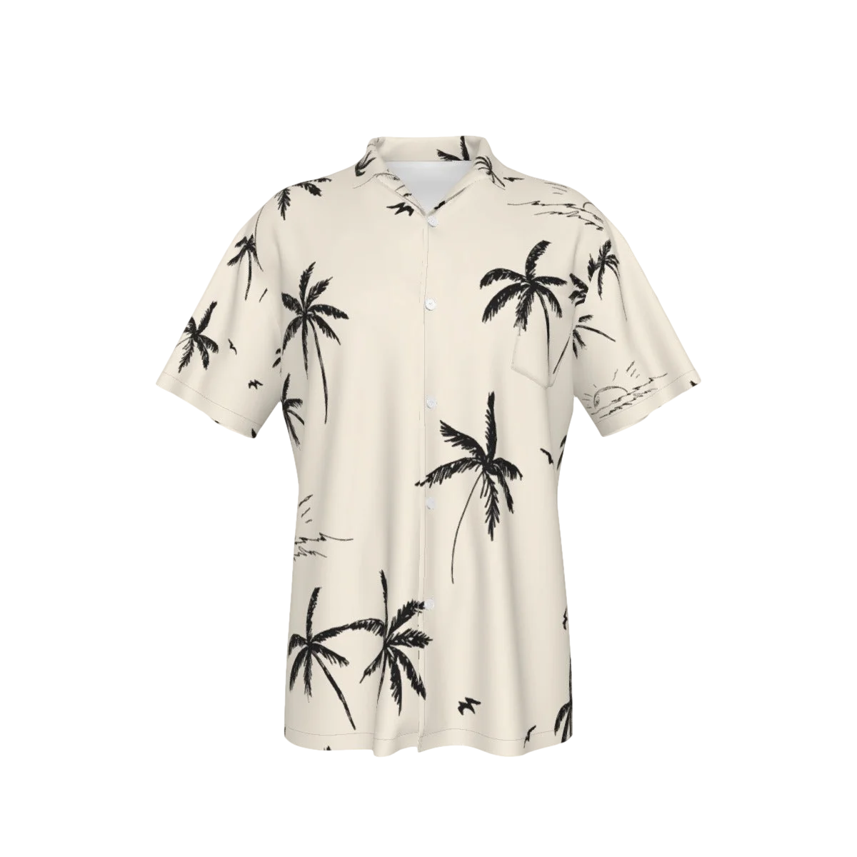 Slick Golf Gear Men's Seaside Palm Tree Hawaiian Shirt With Button Closure