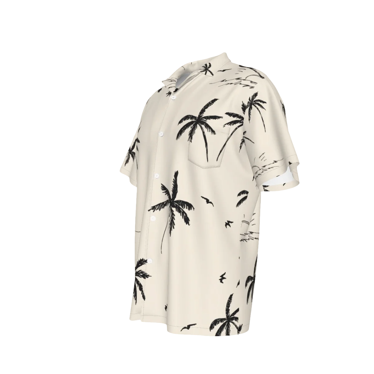 Slick Golf Gear Men's Seaside Palm Tree Hawaiian Shirt With Button Closure