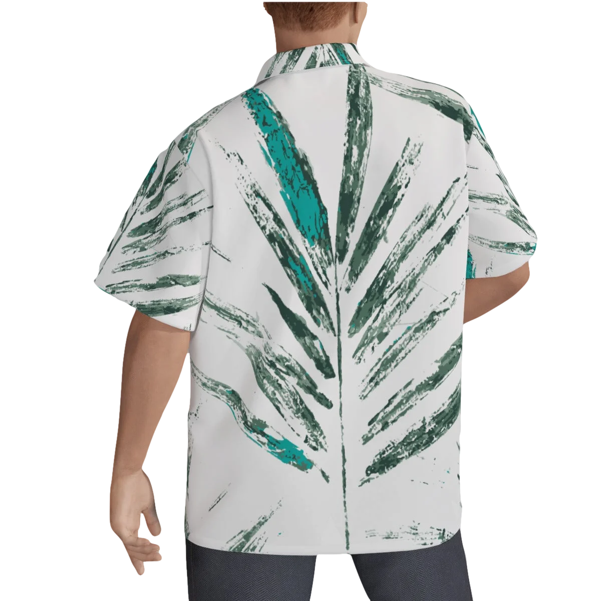 Slick Golf Gear Men's Green Palm Tree Hawaiian Shirt With Button Closure