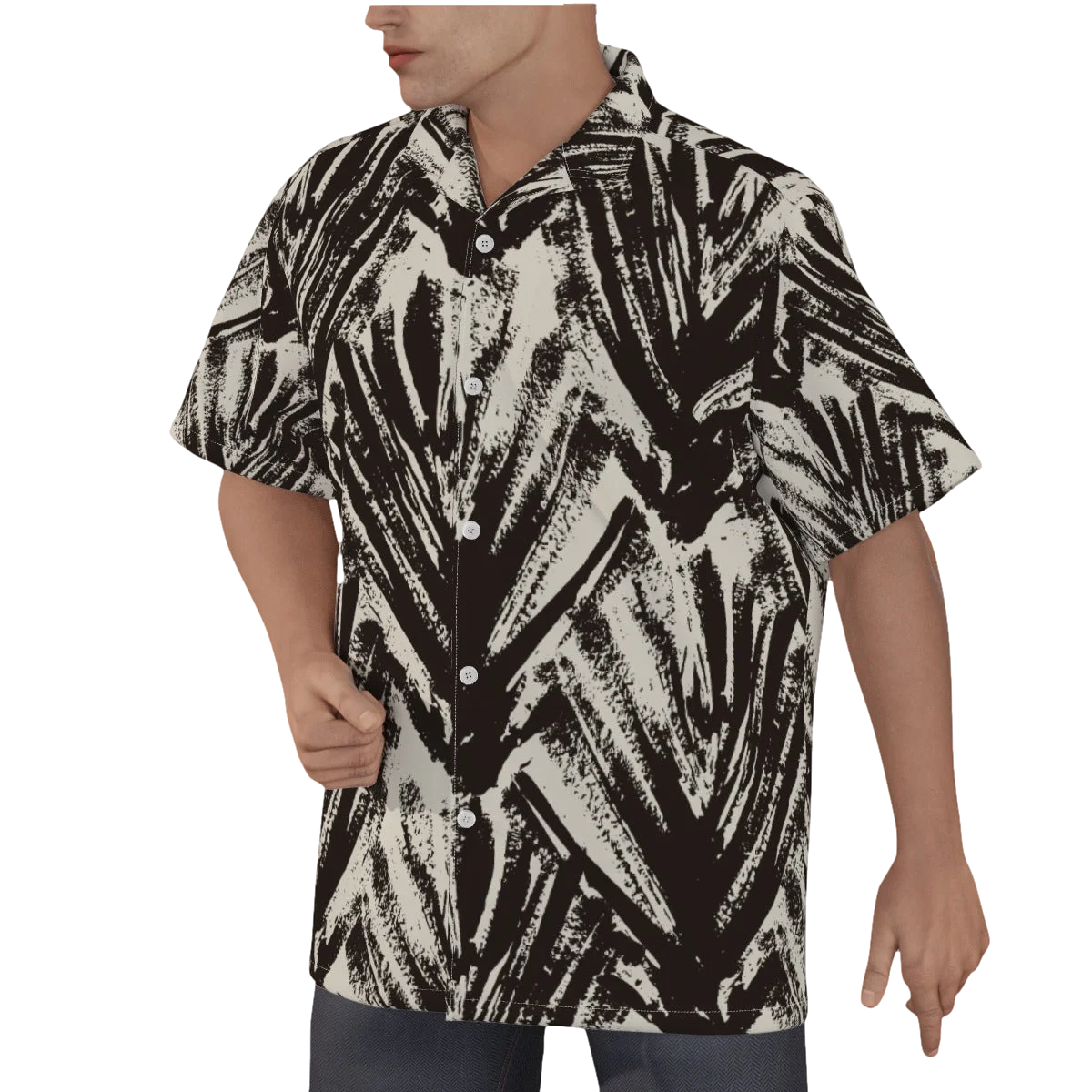 Slick Golf Gear Men's Black Palm Tree Hawaiian Shirt With Button Closure