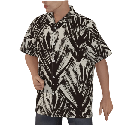 Slick Golf Gear Men's Black Palm Tree Hawaiian Shirt With Button Closure