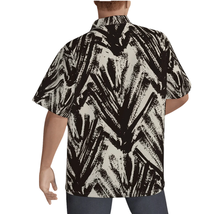 Slick Golf Gear Men's Black Palm Tree Hawaiian Shirt With Button Closure