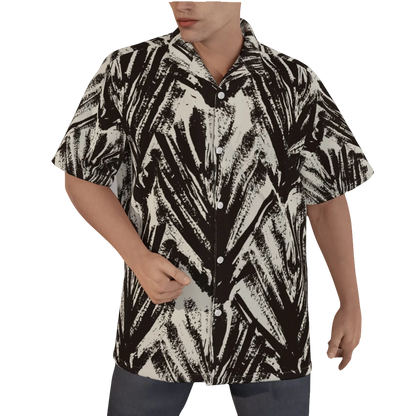 Slick Golf Gear Men's Black Palm Tree Hawaiian Shirt With Button Closure